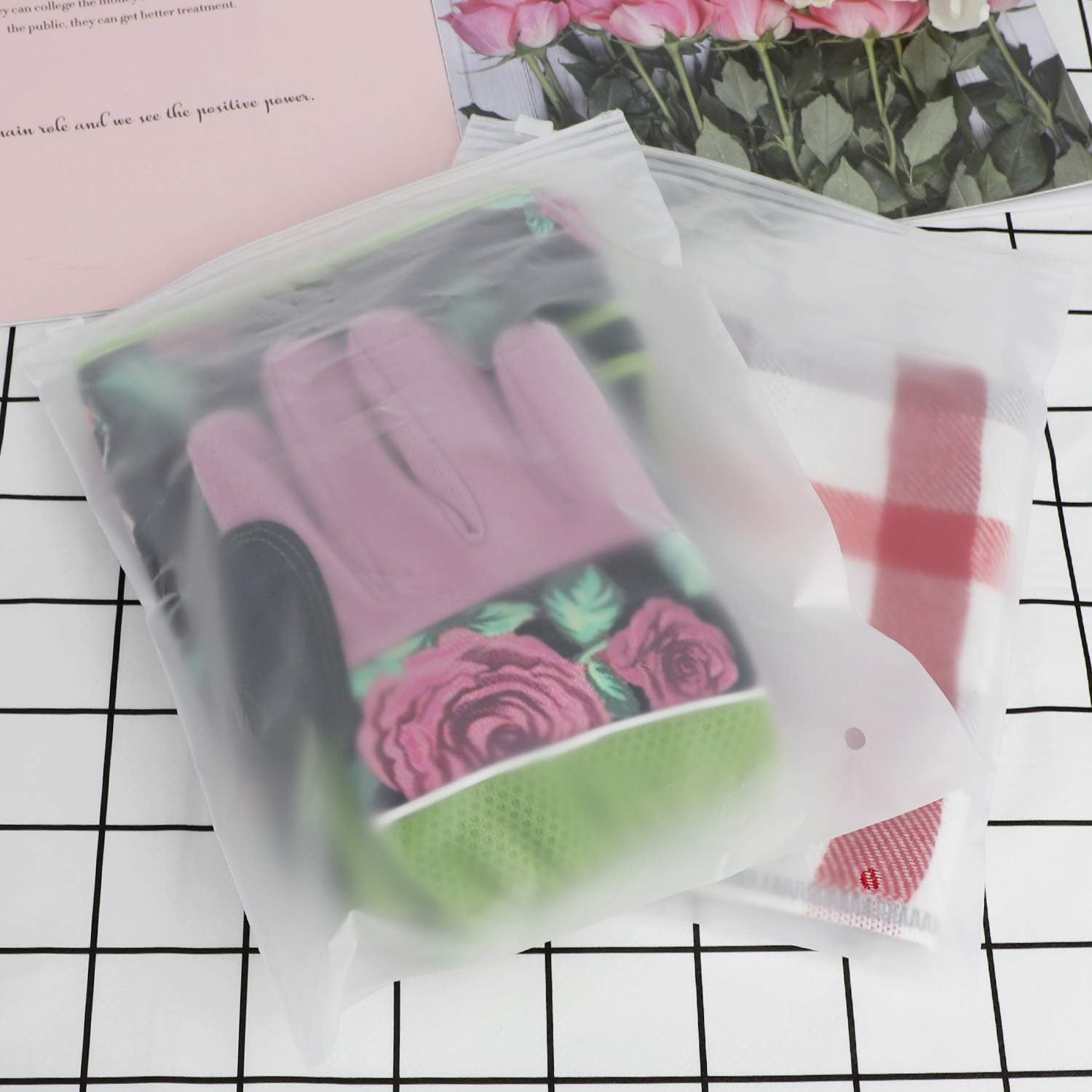 Bolsas de envío de mercancías, paquete de 100 bolsas de almacenamiento de plástico con cremallera de 8 x 10 pulgadas para embalaje de maquillaje,