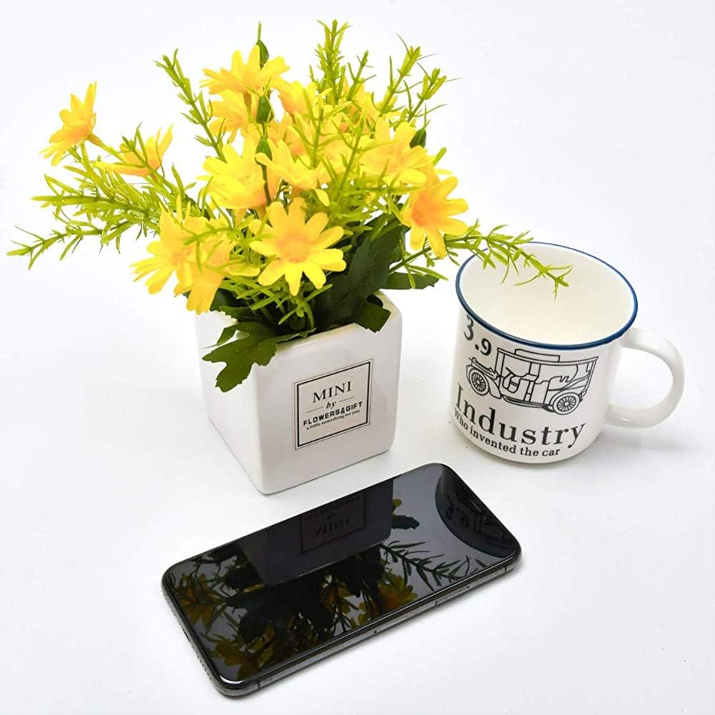 Arreglos de flores artificiales margarita, ramo de plantas florales falsas mini jarrón de crisantemo en maceta para interior, hogar, boda,