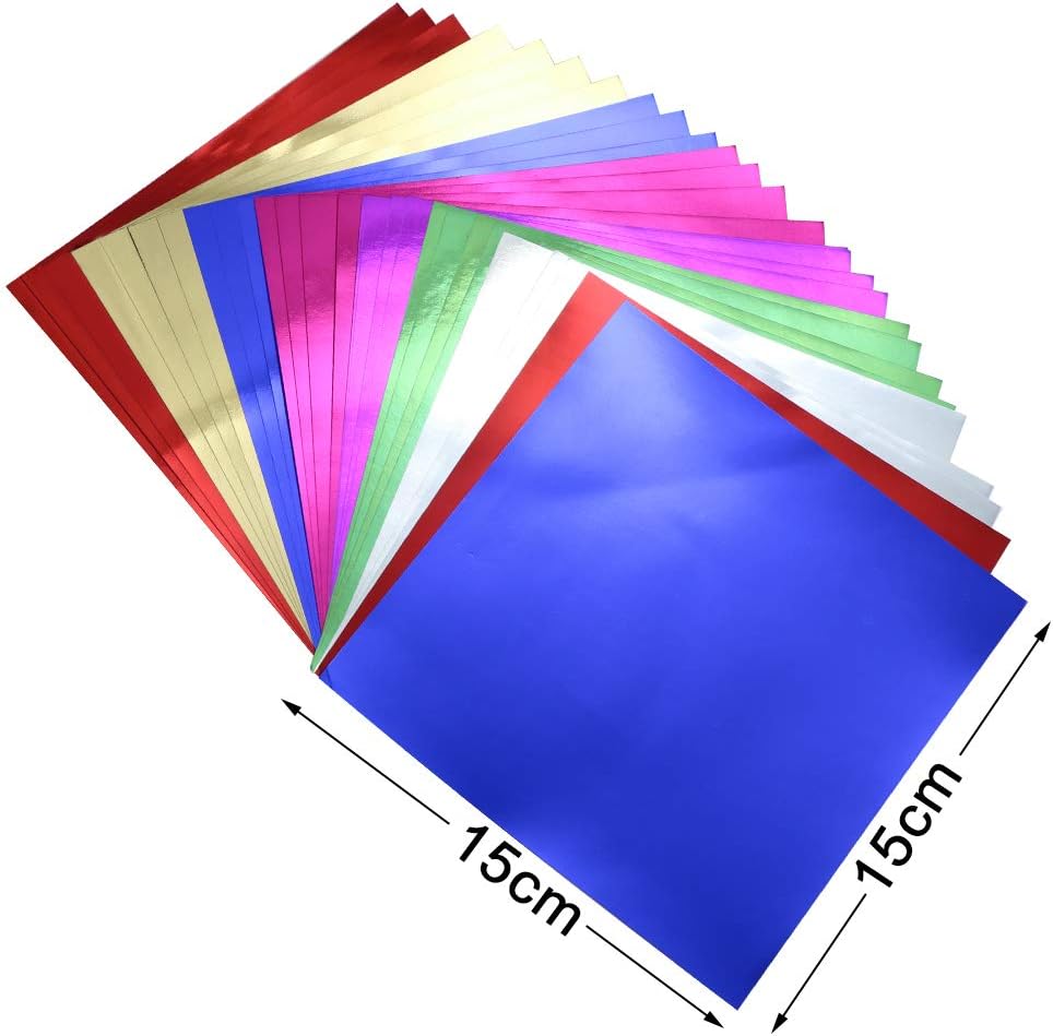 140 hojas de papel plegable de cartulina de color metalizado, hojas de origami para tarjetas de bricolaje, papel de invitación y álbum de recortes,