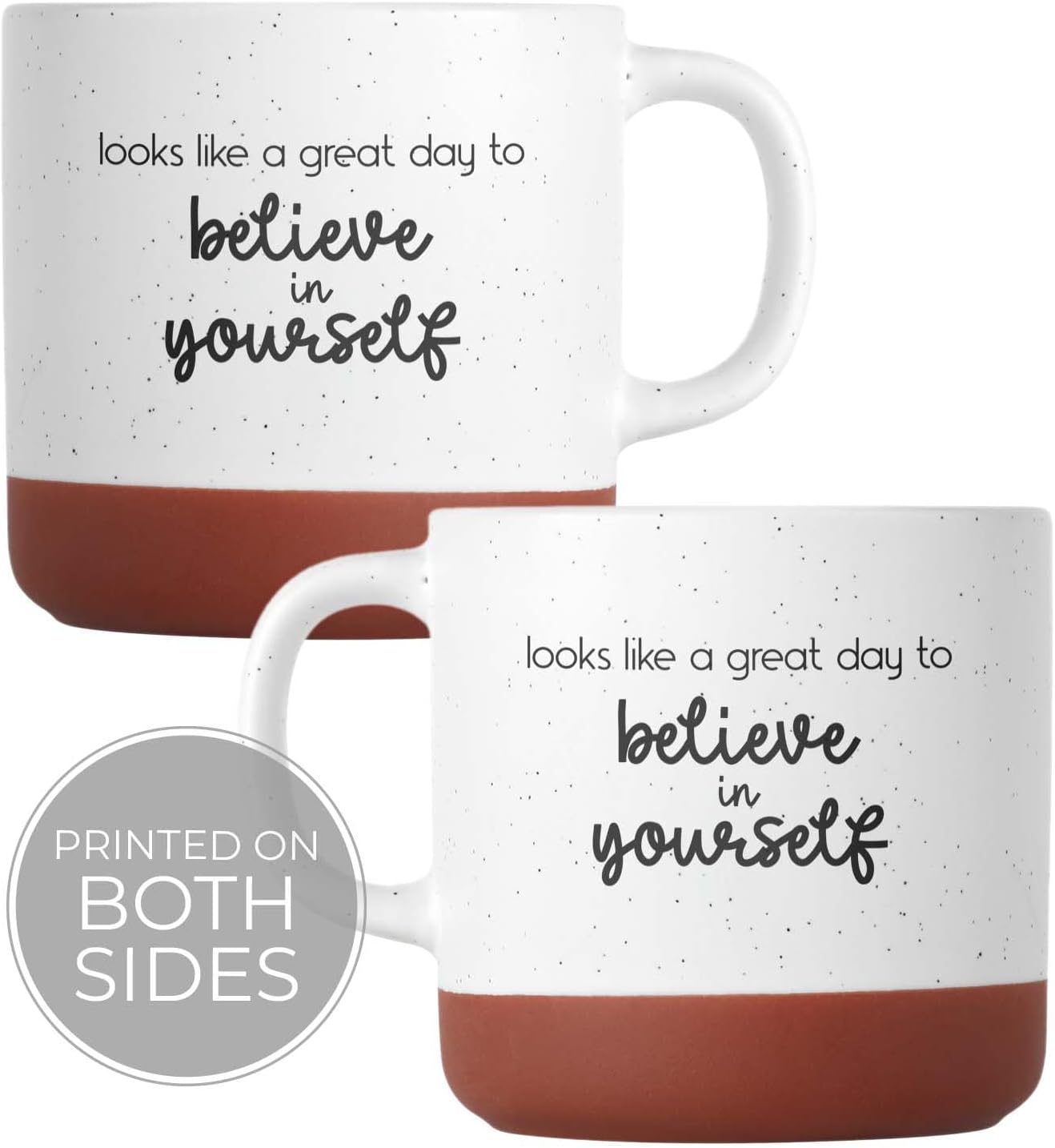 Canopy Street Taza de café de cerámica moteada de 13 onzas con texto en inglés Looks Like A Great Day To Believe In Yourself, taza de café