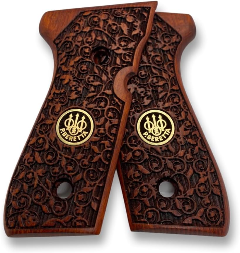 Puños de madera para Beretta 92FS, 92, 92F, 92A1, 92FS INOX, 92G, 92D, 96, 96D, 96A1, M9, M9A1 Cachas para 0.354 in Beretta 92FS