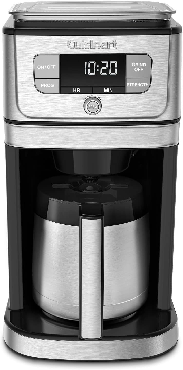 Cuisinart DGB850 – Cafetera térmica para moler y preparar rebabas totalmente automática (10 tazas) con paquete de recipiente de café de acero