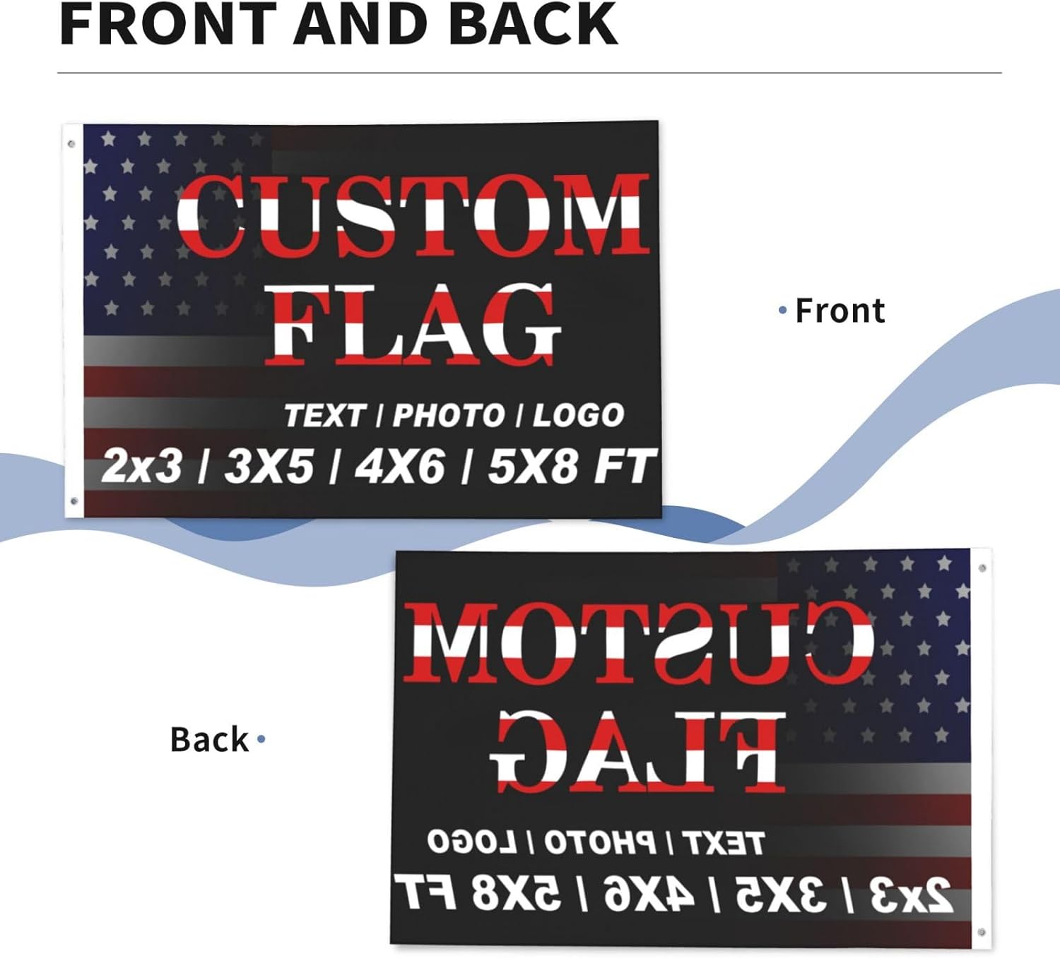 Bandera personalizada de 2 x 3 pies de doble cara  Banderas personalizadas para exteriores  Diseña tu propio logotipo, imagen, texto fotográfico,