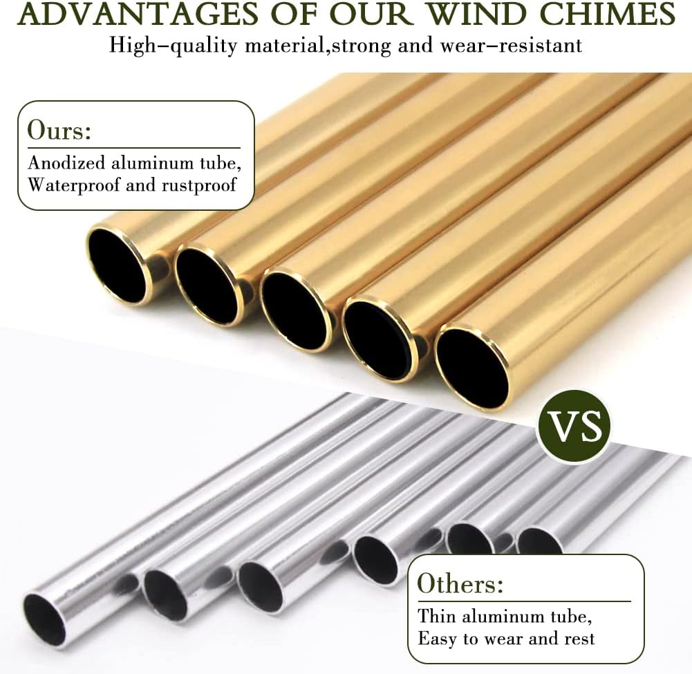 Campanillas de viento para exteriores, campanillas de viento conmemorativas de 30 pulgadas para la pérdida de un ser querido, grabado del árbol de