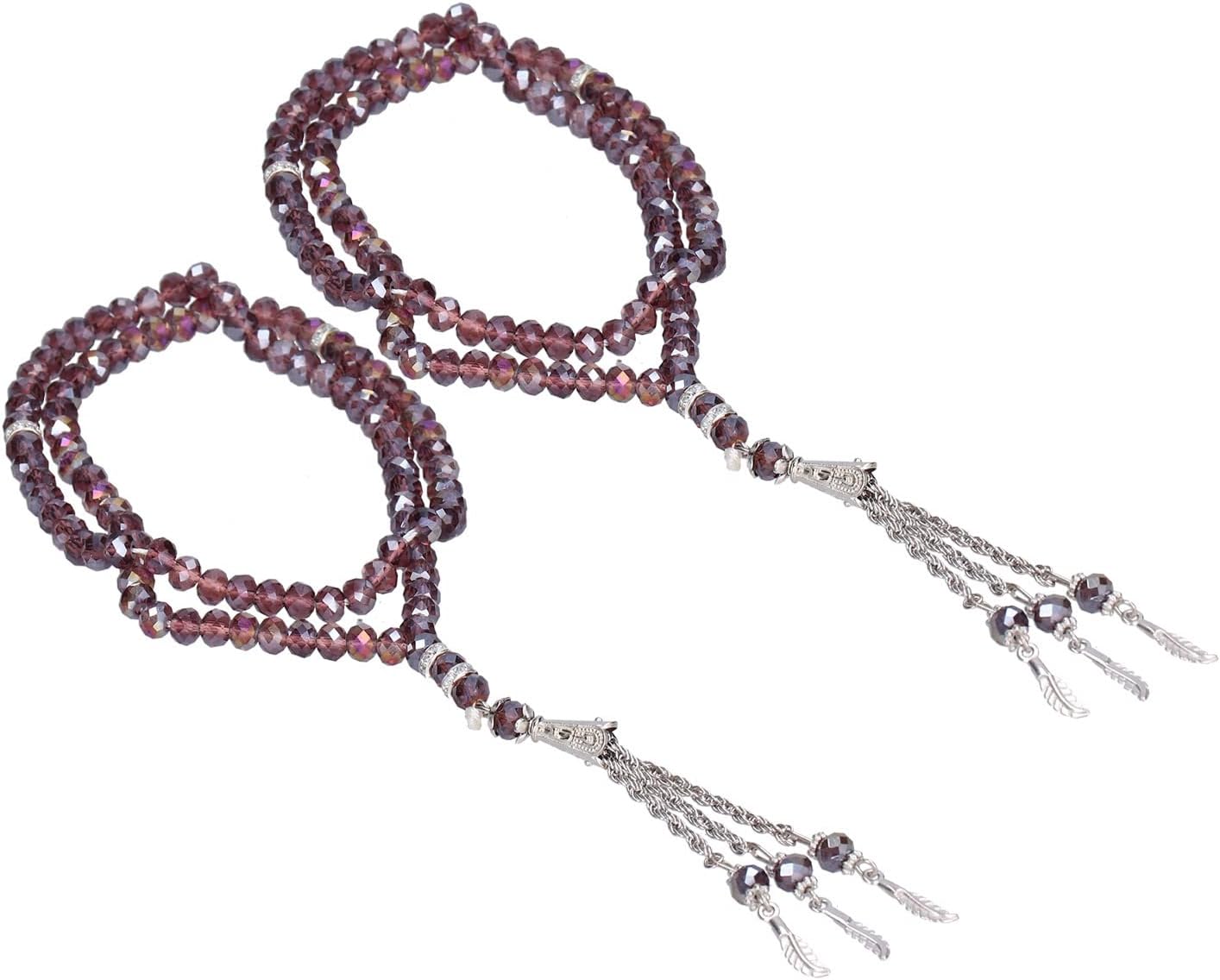 Kits de cuentas, suministros religiosos musulmanes, artículos religiosos para adoración, suministros de oración, 2 piezas, rosario, 99 granos,