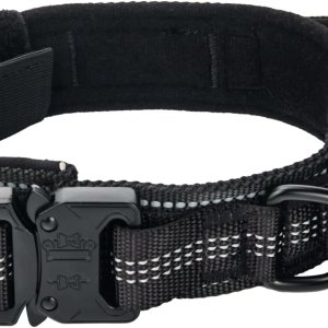 Collar táctico para perro, collar ajustable de entrenamiento militar con mango suave, correas de nailon reflectantes, hebilla de metal resistente Collar táctico para perro, collar ajustable de entrenamiento militar con mango suave, correas de nailon reflectantes, hebilla de metal resistente