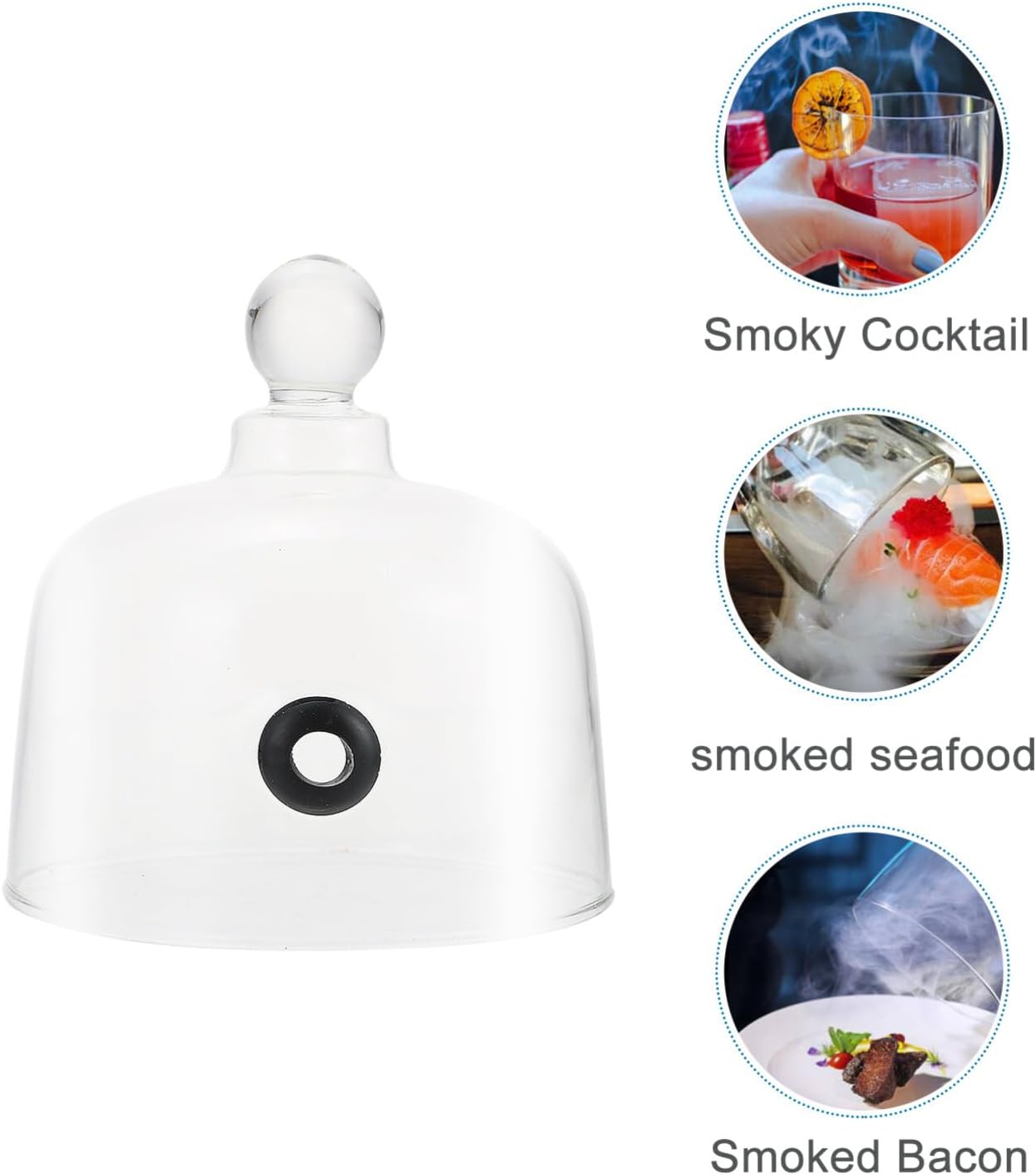Cabilock Cubierta de cúpula para fumar, infusor de humo, campana de campana de cristal, cúpula de cocina, cubierta de alimentos para infusor de