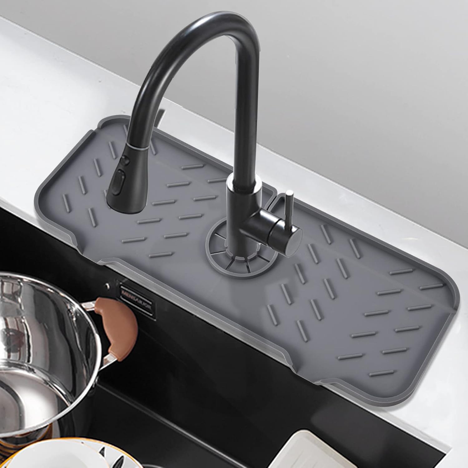 2 protectores contra salpicaduras para fregadero de cocina de 15.4 x 5.5 pulgadas, protector de salpicaduras mejorado para grifo con drenaje