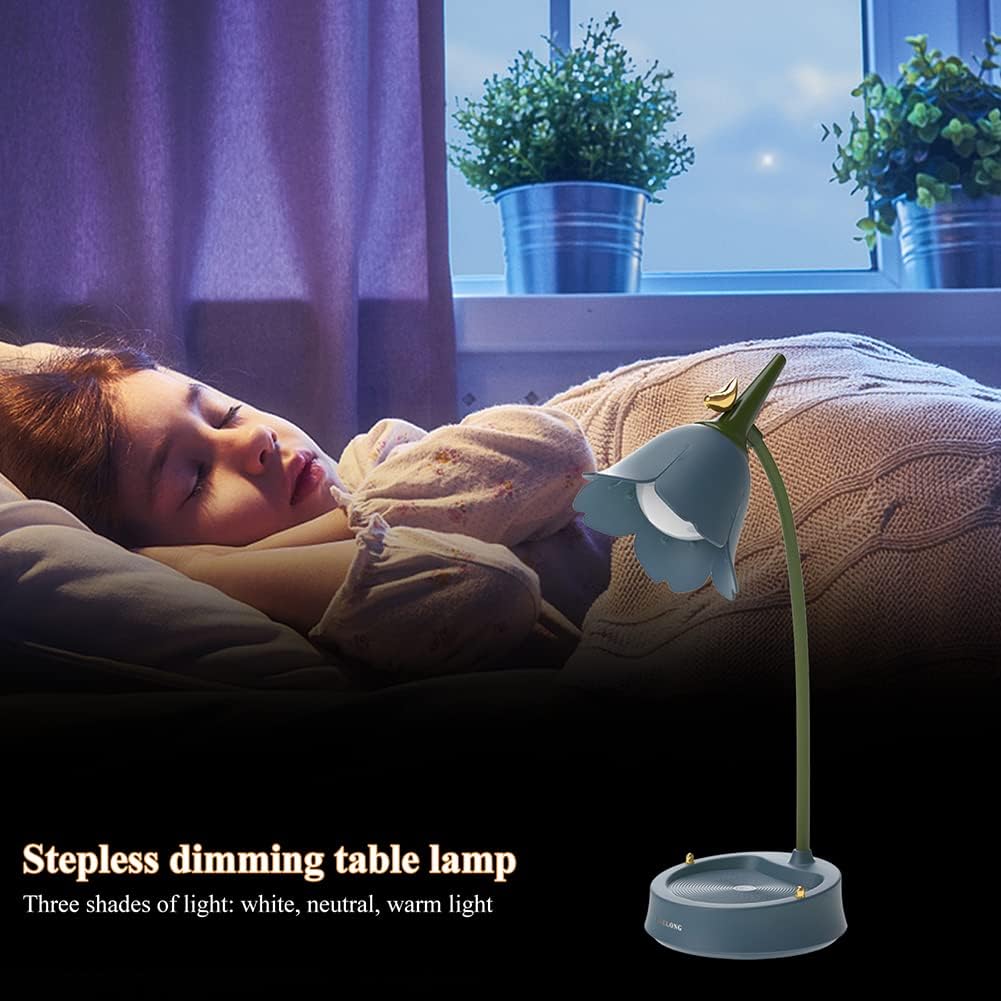 FIALAME Lámpara de mesa con diseño de flores, lámpara de noche de rearchage USB, 3 colores con interruptor táctil regulable e inalámbrico, luz de