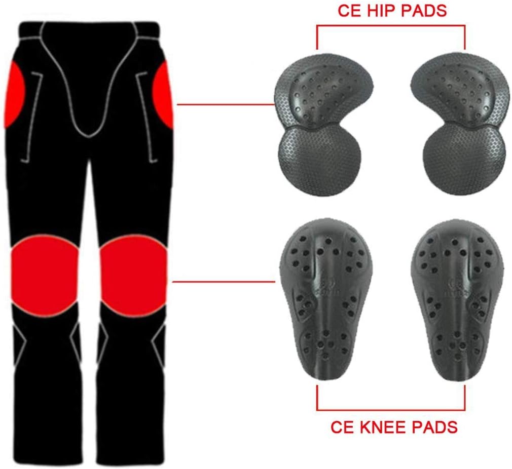 Pantalones de motociclista para hombre, pantalones de mezclilla, protectores con rodilleras y almohadillas de cadera VES6 (negro, XL  34)
