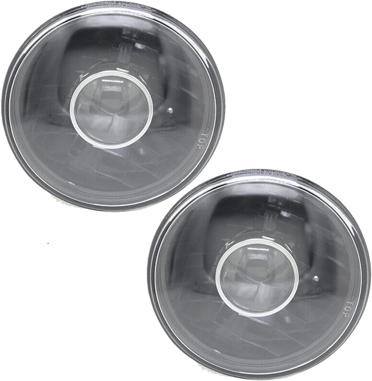 YLT AUTO Lámpara de conversión frontal de 7 pulgadas, proyector redondo, corte de diamante, carcasa cromada negra, lente transparente para bombillas