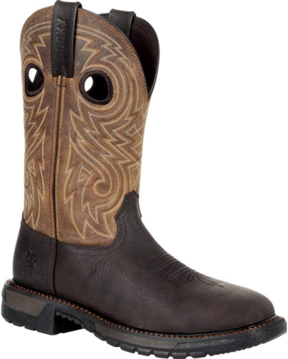 Rocky Original Ride FLX – Botas Western con punta de acero, color marrón oscuro y bronceado, 10 de ancho de EE. UU, marrón oscuro y bronceado