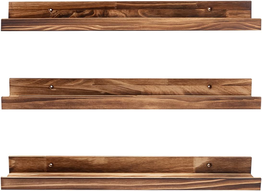 MBYD Estantería flotante de 24 pulgadas, estante de pared de madera para dormitorio, sala de estar, oficina, cocina, juego de 3 mismas dimensiones