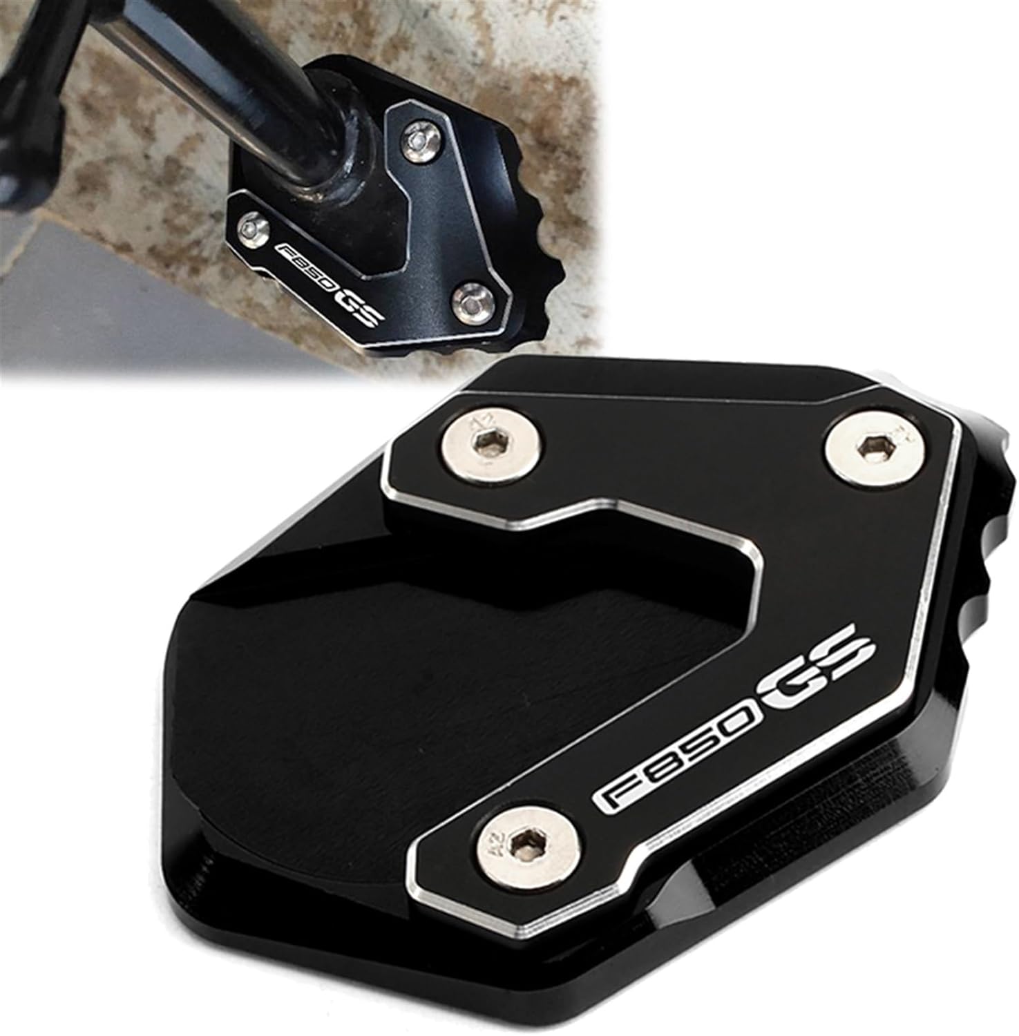 CNC aluminio Kickstand Enlarge Motorcycle Side Stand Extension for BMW F850 GS F 750 850 GSA 2018-2022 (Color  Black-F850GS)