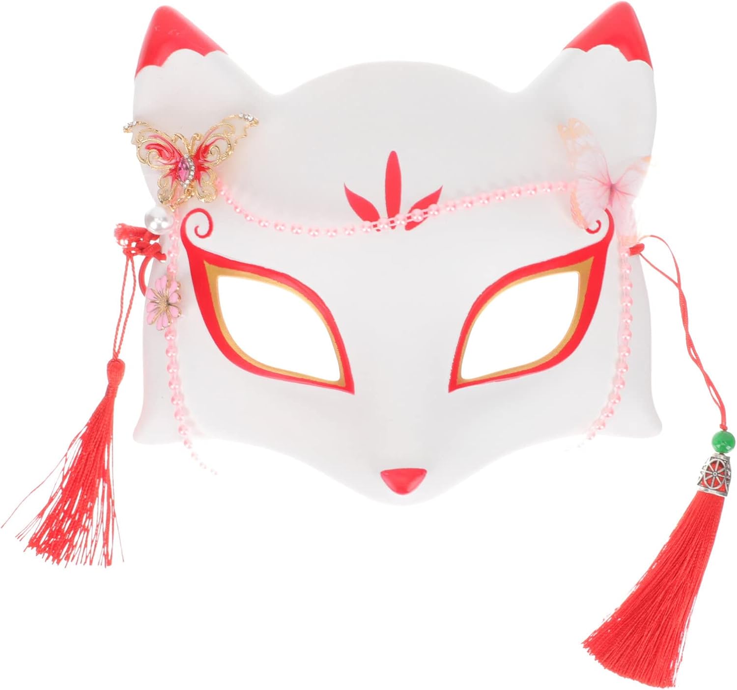 SEWACC Máscaras tradicionales japonesas, máscara de zorro de anime japonés, máscara de zorro para cosplay, máscara de Kabuki, máscara de zorro de