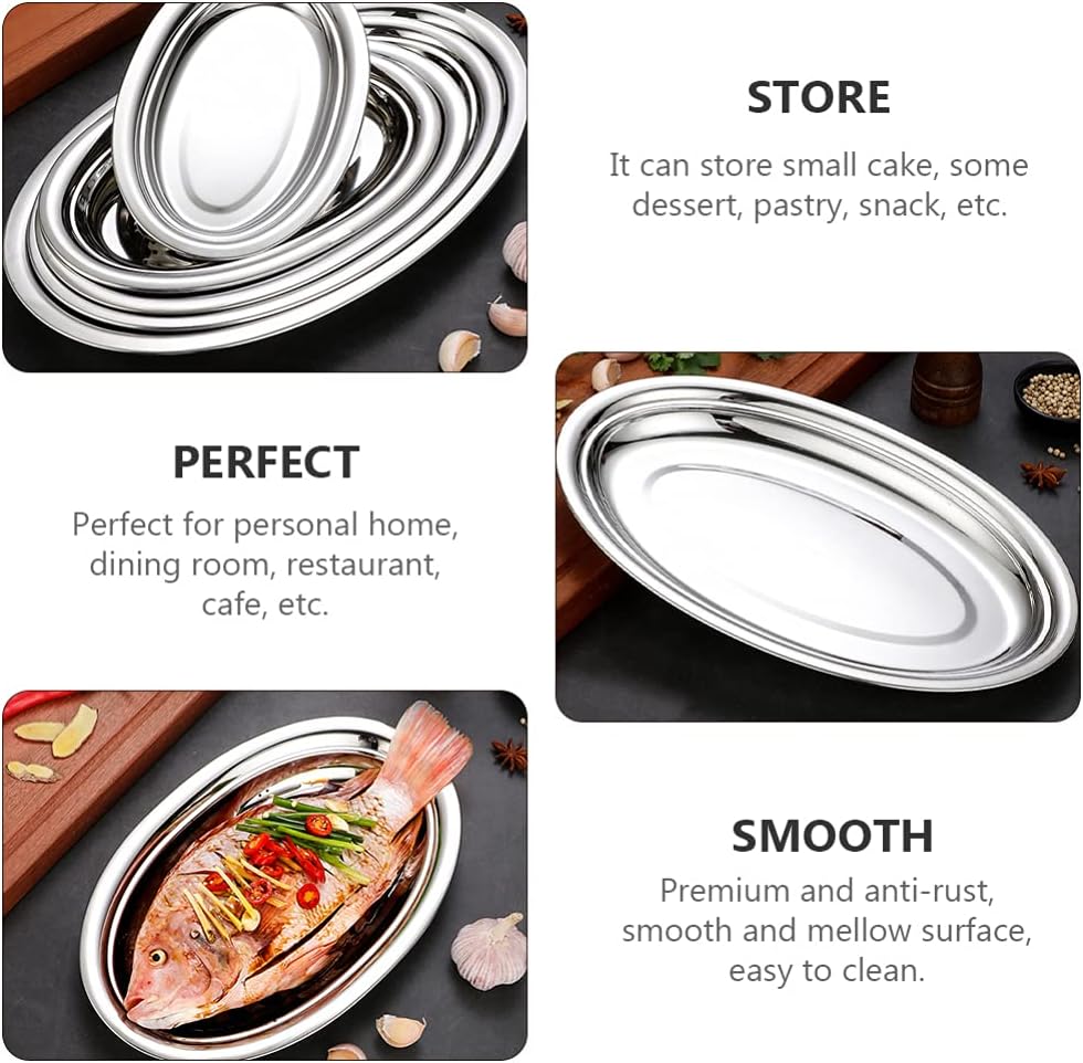 Cabilock 1 plato de decoración de boda cacerola de inducción servidor pescado simple bandeja de metal para servir plato de fiesta con tapa, platos