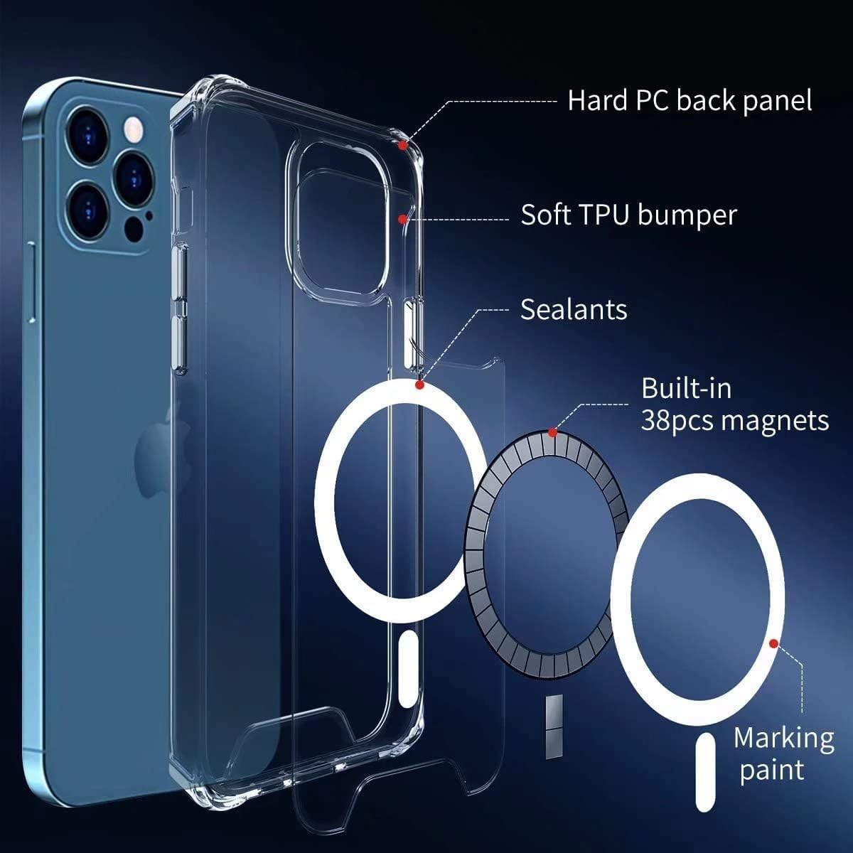Funda magnética transparente para Huawei P50 Pro compatible con MagSafe, funda de silicona suave TPU parachoques Slim Fit duro trasero a prueba de