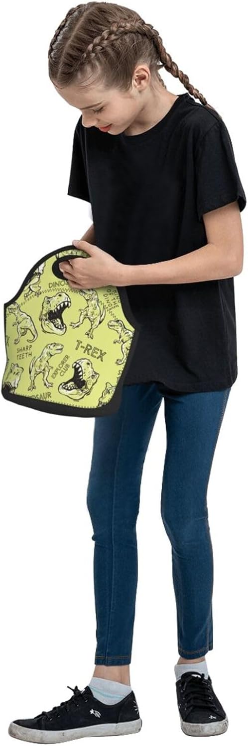 Lonchera reutilizable con diseño de dinosaurios, a prueba de fugas, bolsa de almuerzo portátil para mujeres y hombres, bolsa de mano para el