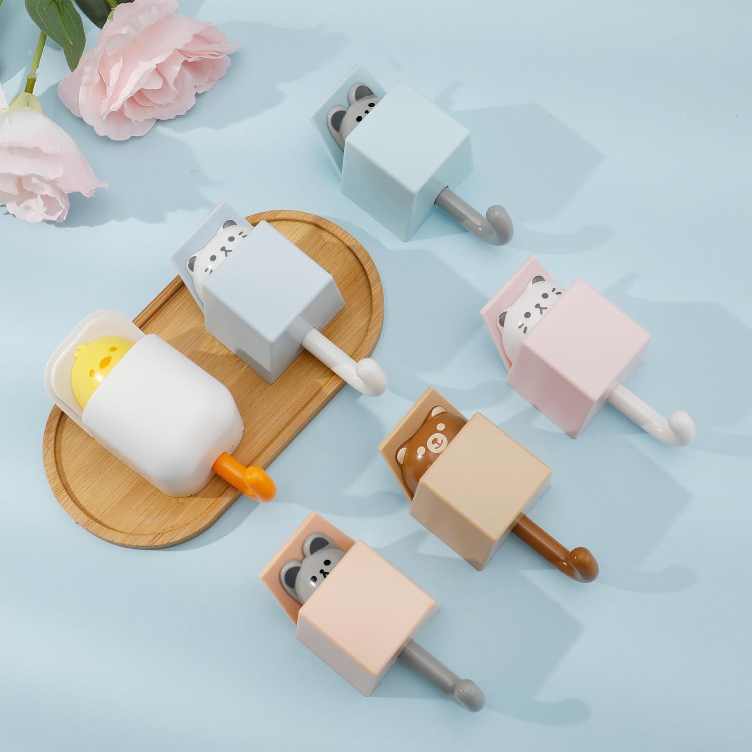 6 ganchos adhesivos creativos para abrigos, bonitos ganchos de pared para abrigos, sombreros, toallas, llaves, bolsas, ganchos adhesivos para