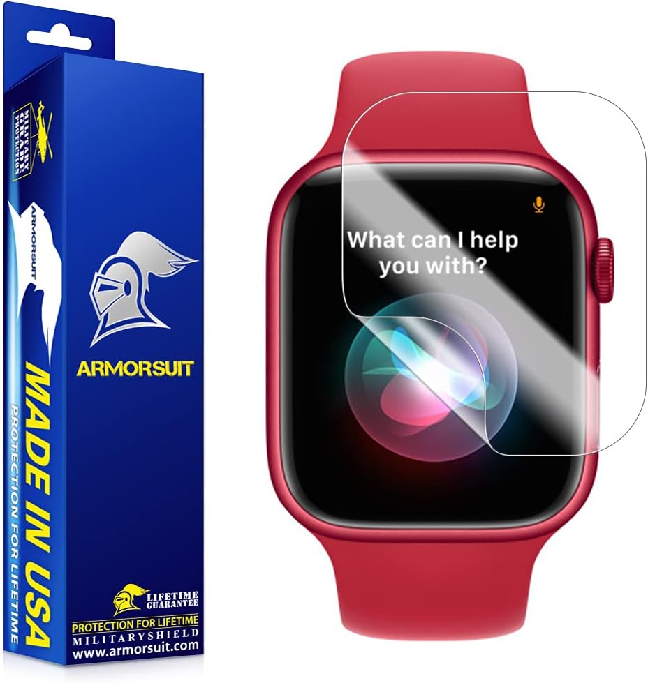 ArmorSuit MilitaryShield HD – Paquete de 8 protectores de pantalla para Apple Watch 7 de 1.614 pulgadas (1.614 in), fabricado en Estados Unidos