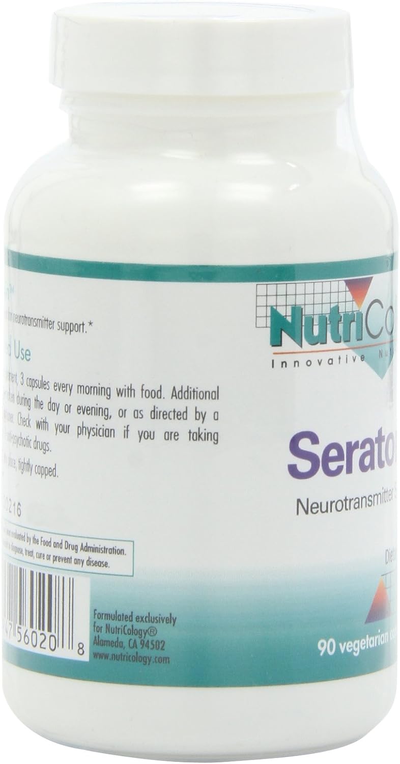 Nutricology Suplemento de seratonina  Serotonina para hombres y mujeres, apoyo calmante, 5-HTP, sueño sereno, norepinefrina, cápsulas vegetarianas