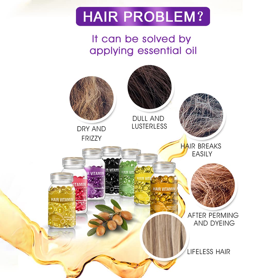 gowwim Cápsula de suero de vitamina para el cabello, suero de tratamiento capilar, aceite de aguacate y macadamia, aceite complejo de aceite suave y