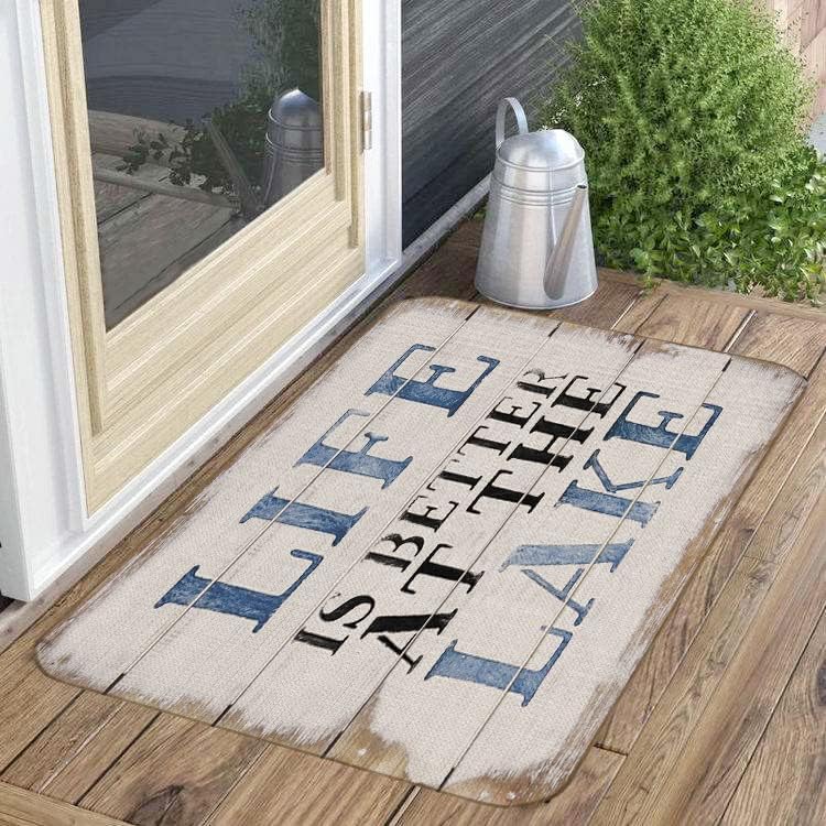 Lake House Life is Better at The Lake – Juego de 2 tapetes para puerta de 17 x 30 pulgadas, para interiores y exteriores, decoración para casa del