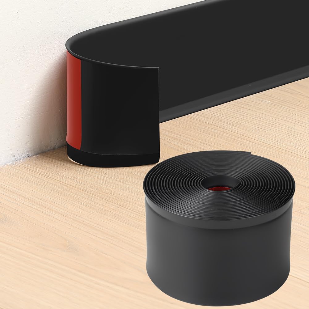 Moldura flexible para zócalo, base de pared de vinilo de diseño autoadhesivo, moldura de goma para despegar y pegar, 4 pulgadas de ancho x 20 pies