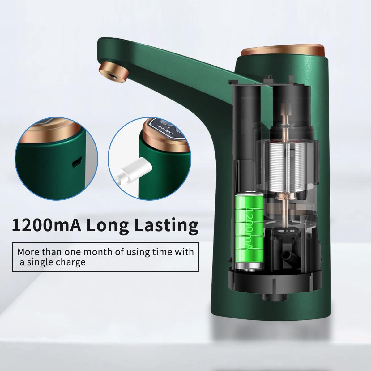 BIMVER Dispensador de agua para botella de 5 galones, bomba de agua cuantitativa de bricolaje, luz de potencia de 3 colores, bomba de botella de