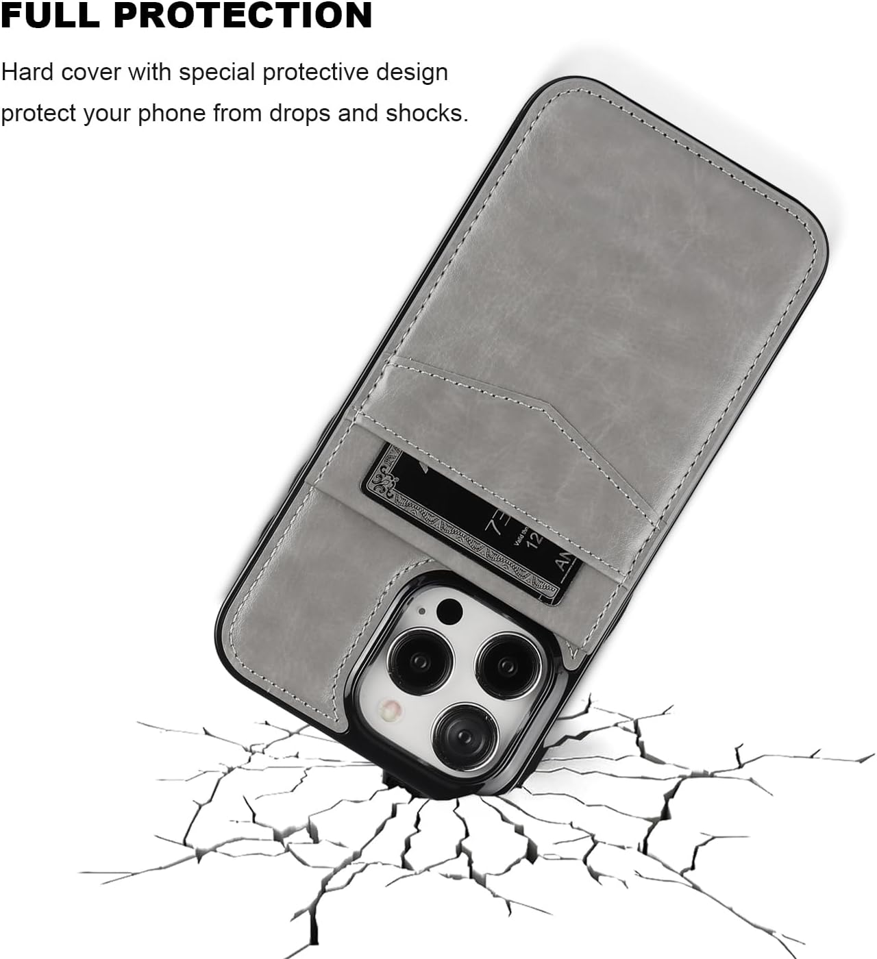 KIHUWEY Funda compatible con iPhone 15 Pro Max con soporte para tarjeta de crédito, cierre magnético de cuero de alta calidad, función atril, funda