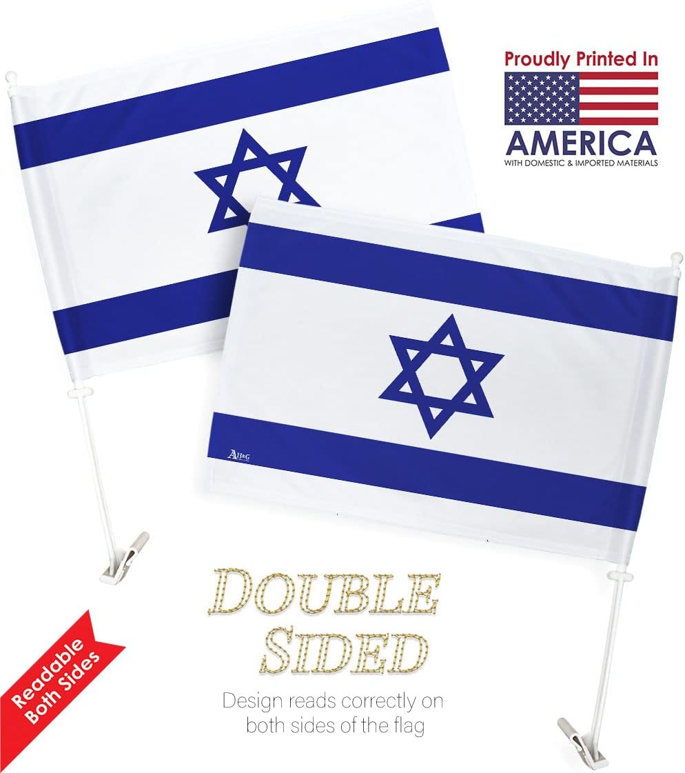 Bandera de Israel para automóvil, bandera de Israel para Carros Auto pequeños regalos de 12 x 18 pulgadas, clip de soporte de montaje para camión