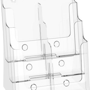 Soporte acrílico para folletos de 3 niveles de 8.5 x 11 pulgadas, organizador de literatura transparente con divisor extraíble para folletos de 4 x Soporte acrílico para folletos de 3 niveles de 8.5 x 11 pulgadas, organizador de literatura transparente con divisor extraíble para folletos de 4 x