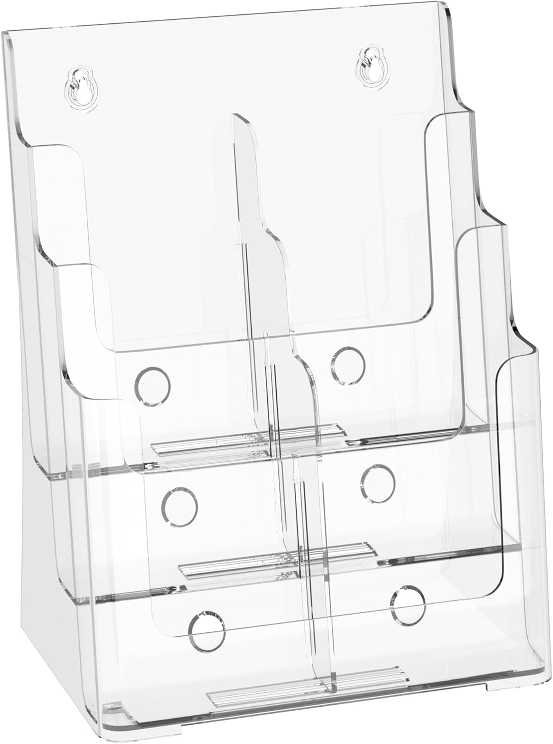 Soporte acrílico para folletos de 3 niveles de 8.5 x 11 pulgadas, organizador de literatura transparente con divisor extraíble para folletos de 4 x