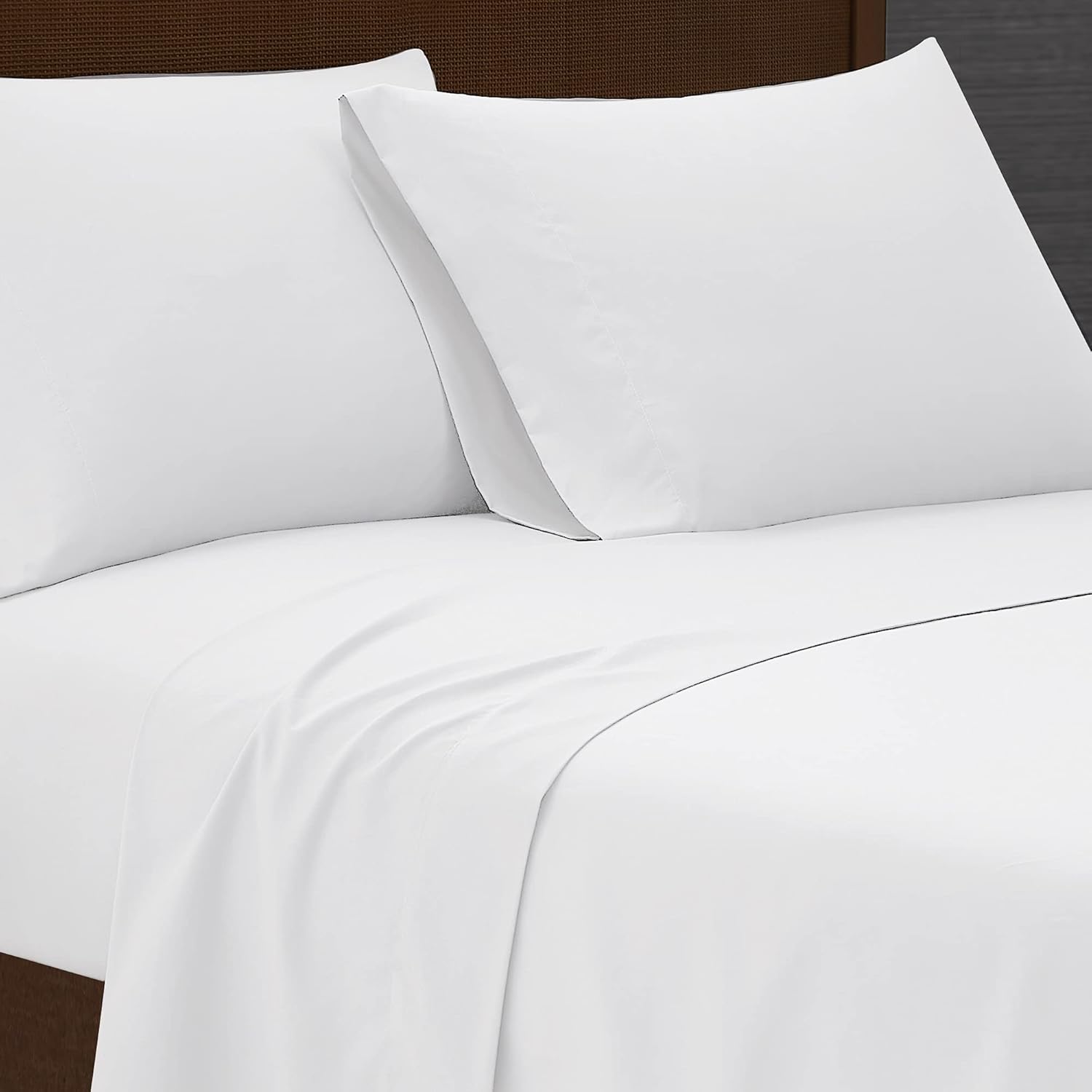 London Fog Garment Wash Solid Split King Juego de sábanas y fundas de almohada de 7 piezas – Tela de microfibra suave – Blanco