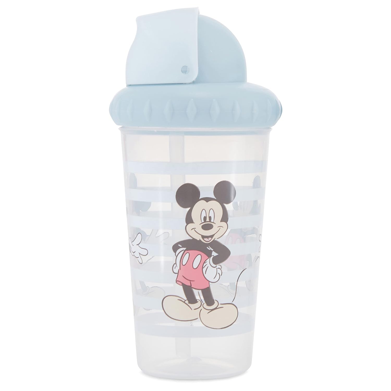 Disney Vasos para sorber para niños y niñas  Paquete de dos vasos para sorber de 10 onzas con popote y tapa, botella de agua de viaje azul duradera