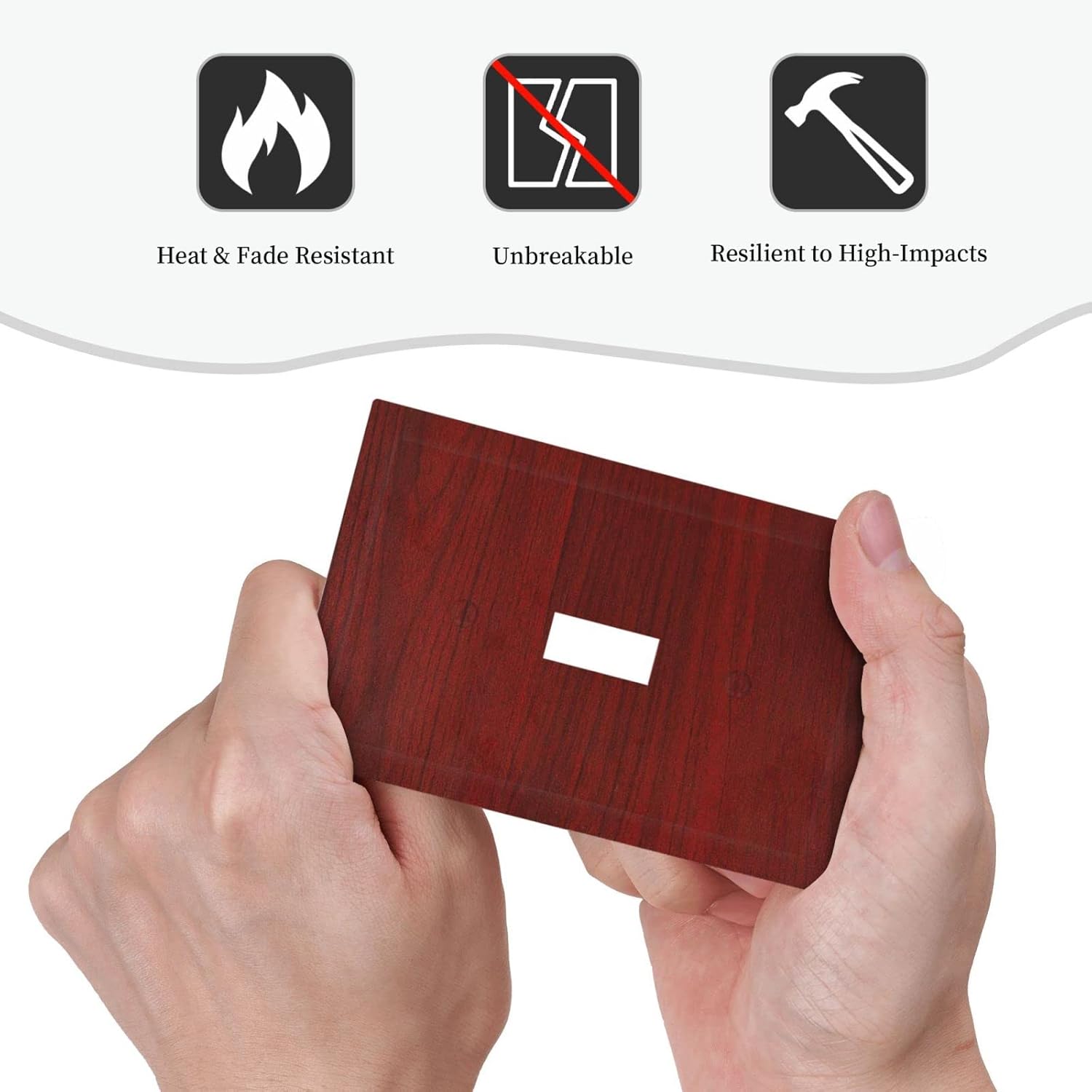 Prístine Farmhouse – Placa de interruptor de luz de 1 cuadrilla con impresión plana de madera color rojo y marrón para decoración de pared de una