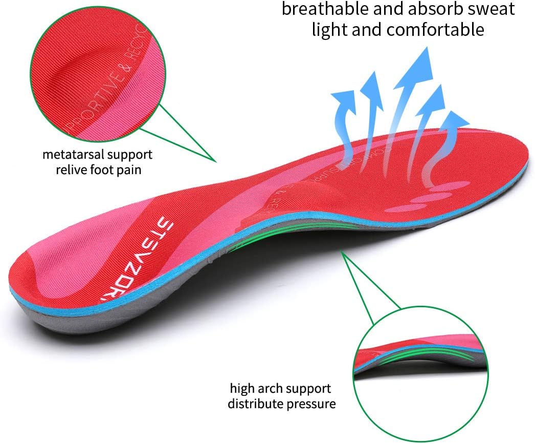 Plantillas ortopédicas con soporte de arco medio para fascitis plantar, pies planos, dolor en el talón, absorción de golpes, plantillas cómodas,