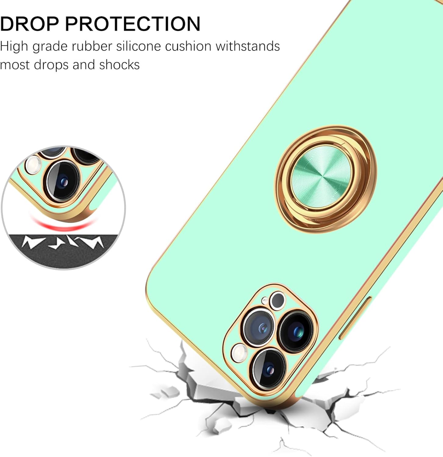 BENTOBEN Funda para iPhone 13 Pro Max, ajuste delgado, soporte de anillo de 360, a prueba de golpes, soporte magnético para automóvil, soporte de