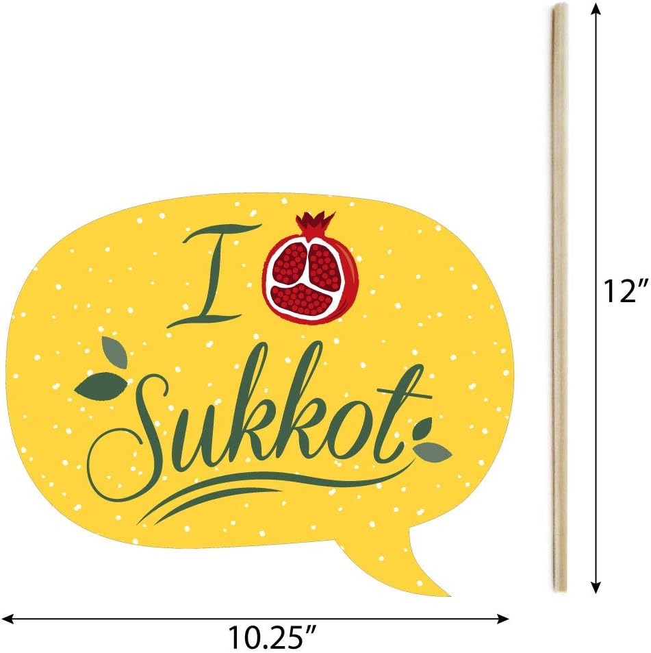 Big Dot of Happiness Funny Sukkot – Kit de accesorios para cabina de fotos judía de Sukkah – 10 piezas