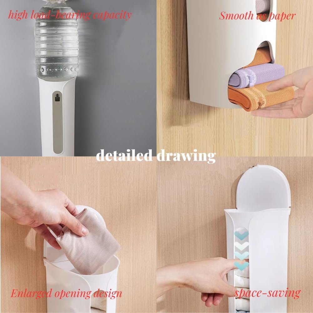 DTGPRO Caja de almacenamiento montada en la pared para calcetines y bragas, organizador multifuncional sin perforaciones, más 6 ganchos de parche