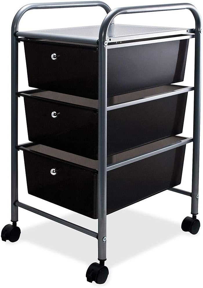 ADVANTUS Carrito organizador de archivos con ruedas de 3 cajones, 27 x 15.5 x 13 pulgadas, negro (34006)