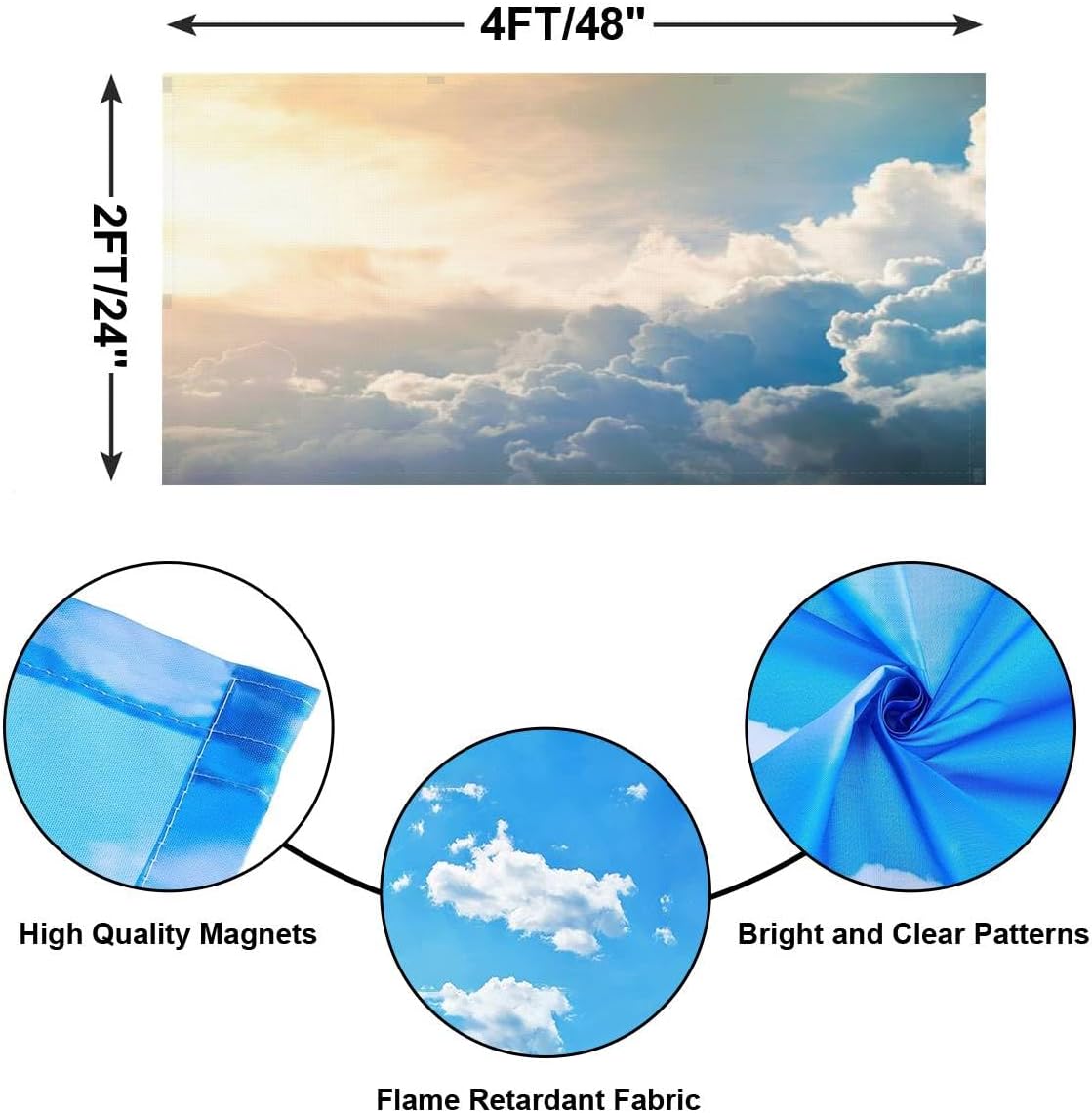 Cubiertas decorativas fluorescentes para luces de techo, 4 paquetes de cubiertas de luz fluorescente Damatic Sunset Sky magnéticas para aula,