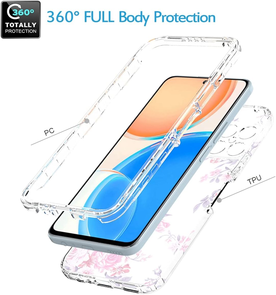 Vokuha Funda para Honor X8 (no compatible con X8 5G) TFY-LX1 TFY-LX2 con protector de pantalla de vidrio templado, funda protectora de TPU