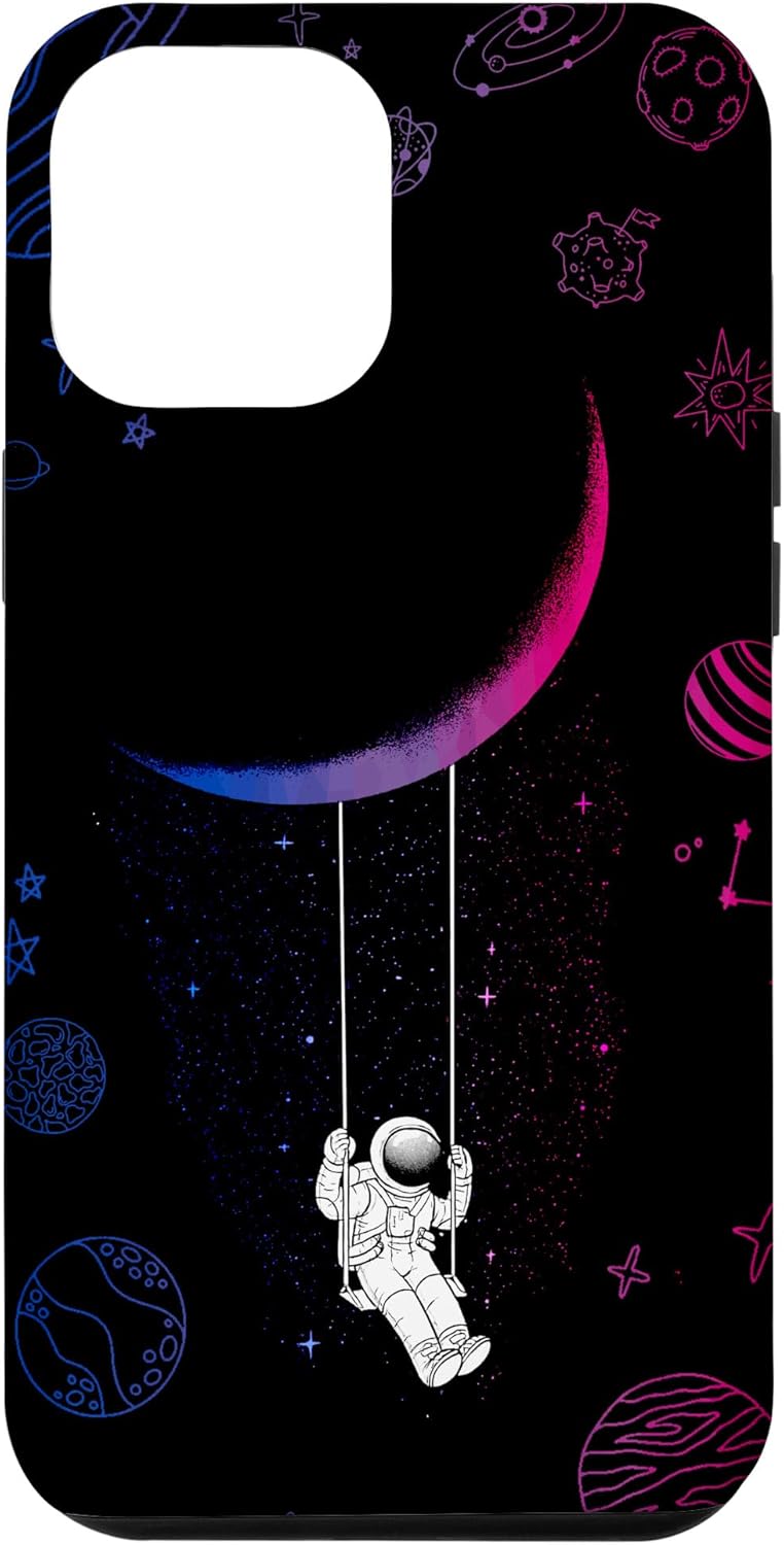 Funda para iPhone 13 Pro Max Astronauta Luna Bisexual Bandera Espacio LGBTQ Orgullo Gay Aliado Bi