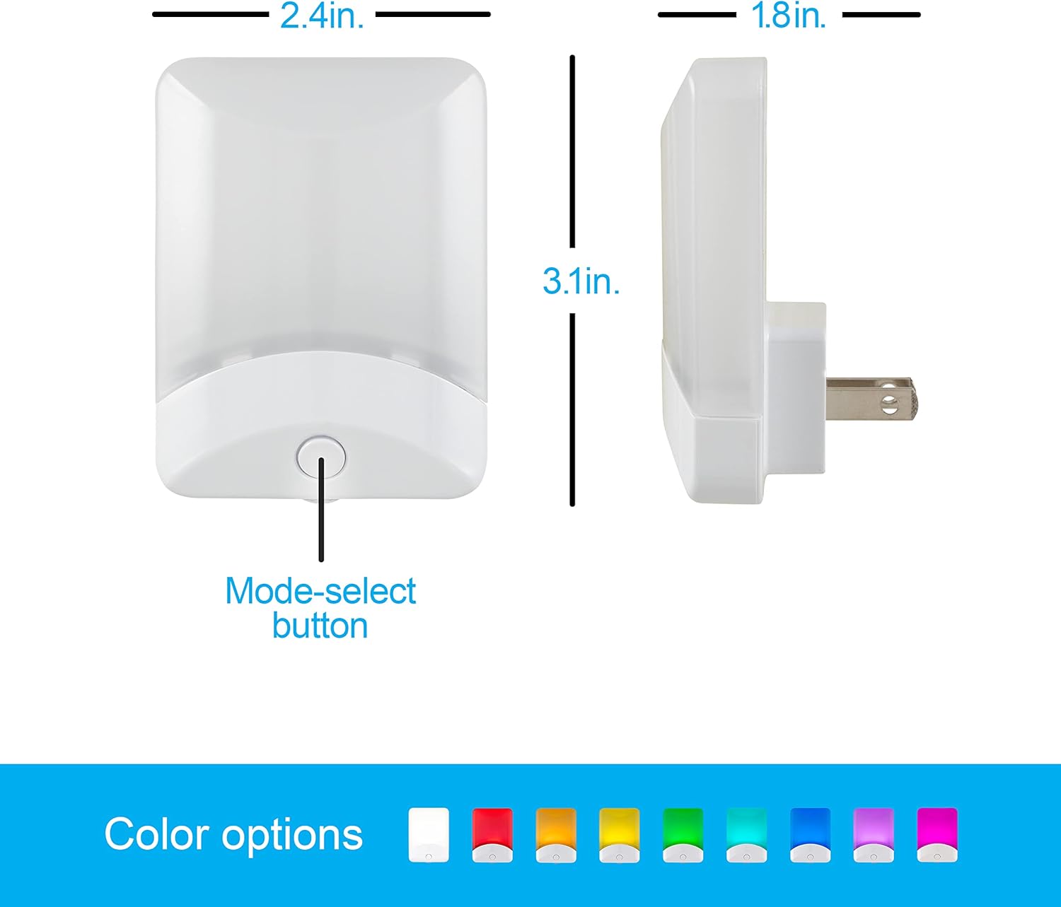 GE 34693 – Luz de noche LED cambiante, modos de color blanco y vibrante, para enchufe, sensor de atardecer y amanecer, eficiencia energética,