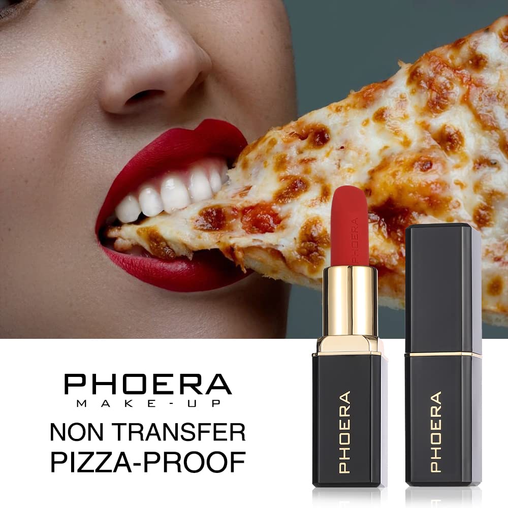 Phoera Lápiz labial no transferible, impermeable, a prueba de manchas y a prueba de máscara, fórmula pigmentada sin peso, lápiz labial de larga