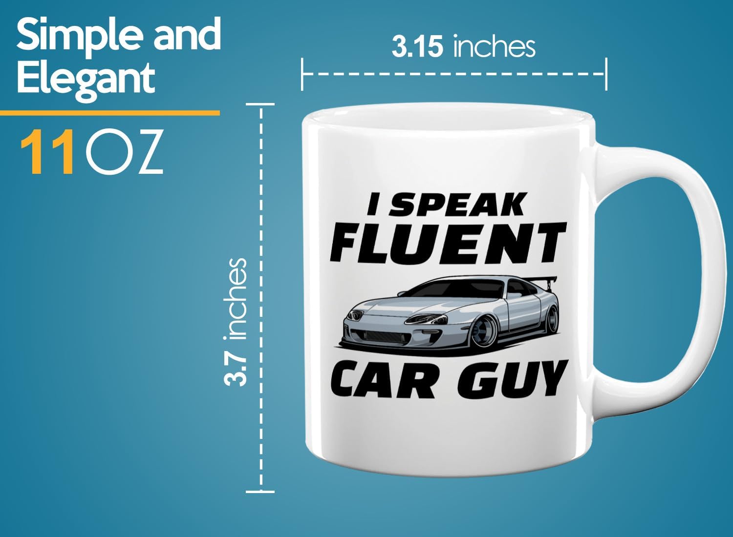 Carguy Coffee Mug 11oz White -i speak fluent car guy – Funny Sarcasm Car Lover Owner Enthusiast Mechanics Racing Street Racer Road Trip Organized