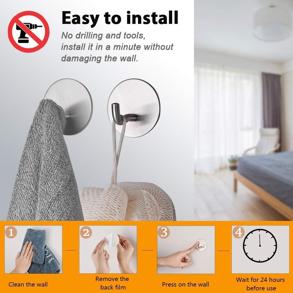 Gancho adhesivo de metal resistente, gancho autoadhesivo para toallas, fuerte adhesión, gancho para colgar baños, ganchos adhesivos de pared de