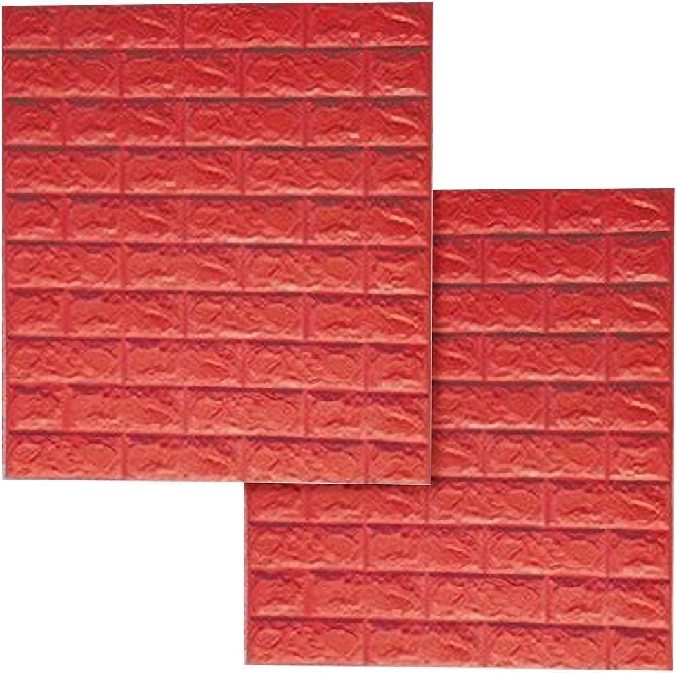 Paquete de 2 paneles de pared autoadhesivos de espuma de ladrillo 3D de 27.6 x 30 pulgadas, papel tapiz adhesivo de pared para el hogar, dormitorio,