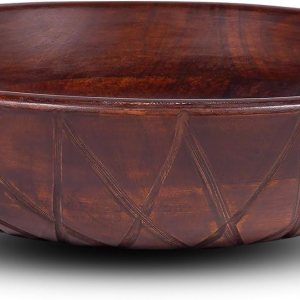 Luxe Designs Cuenco decorativo redondo de madera de 12 pulgadas, frutero de madera para encimera de cocina, cuenco de madera de acacia hecho a mano, Luxe Designs Cuenco decorativo redondo de madera de 12 pulgadas, frutero de madera para encimera de cocina, cuenco de madera de acacia hecho a mano,